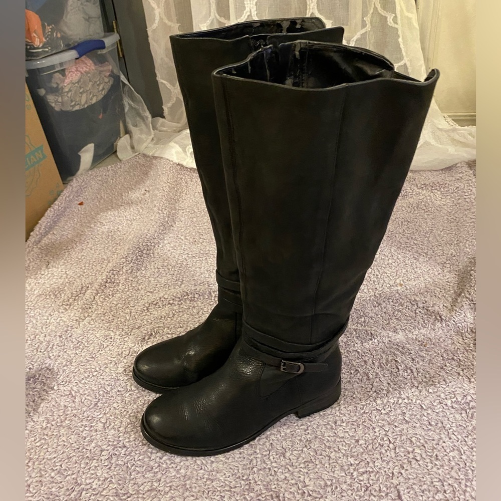 50%offw❤️Arturo Chiang Black Leather Knee High Riding Boots Women's 6.5